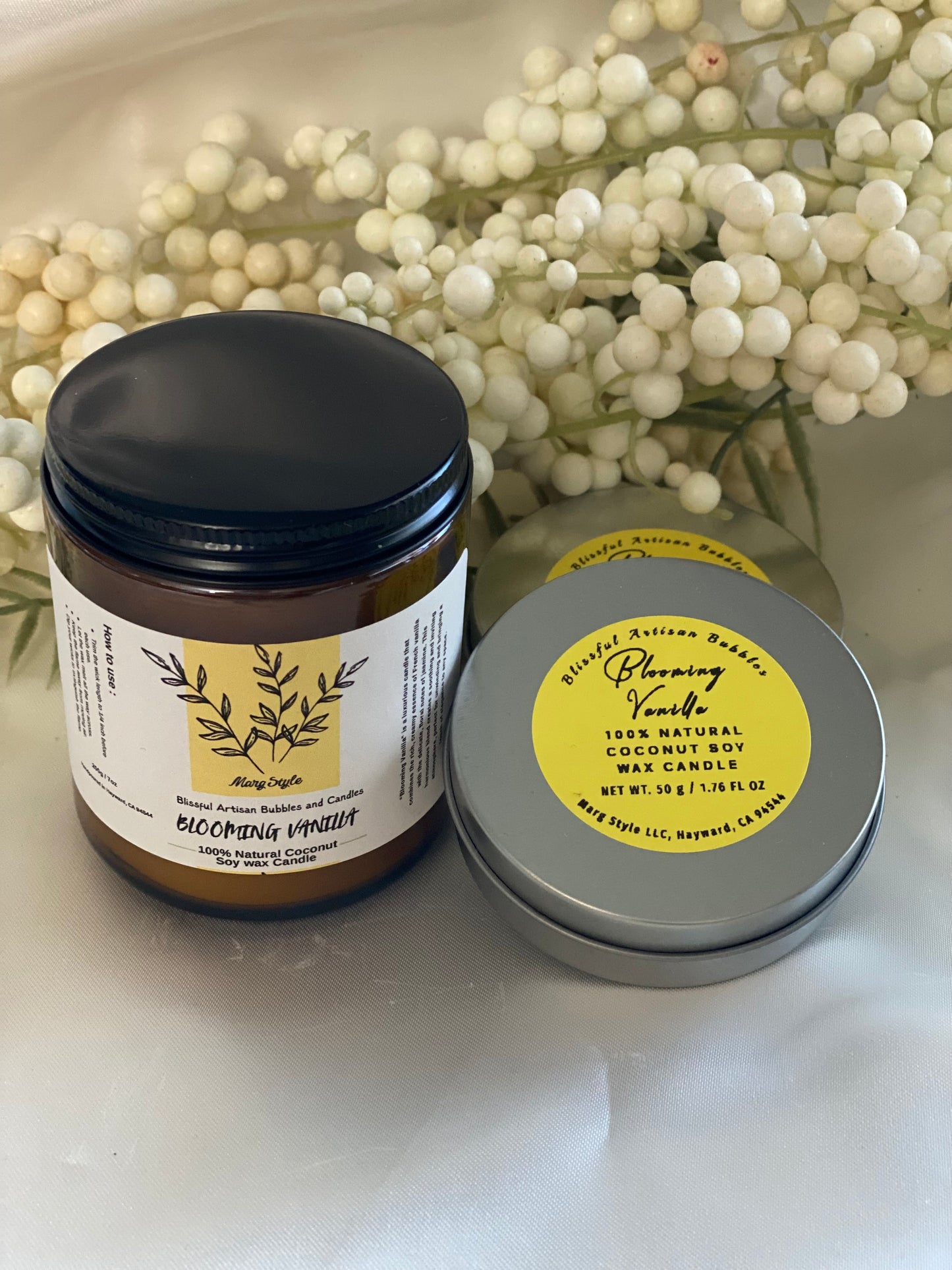 Blooming Vanilla 100% Natural Coconut Soy Wax Candle
