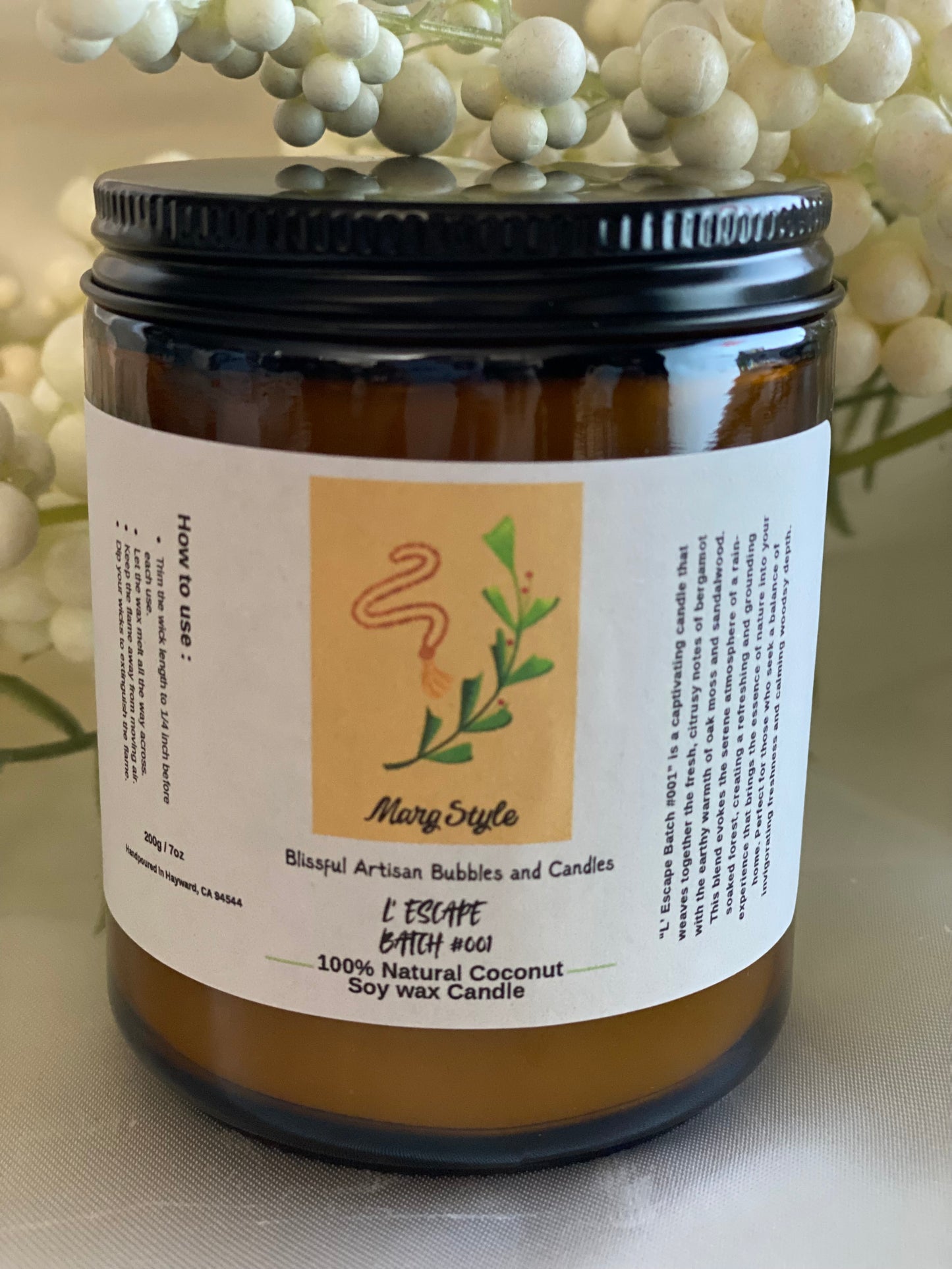 L’ Escape Batch #001 100% Coconut Soy Wax Candle