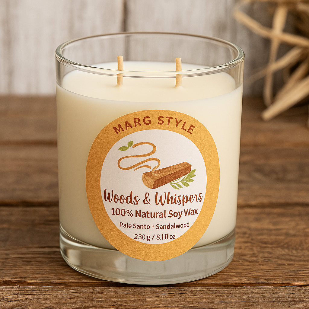 100% Natural Soy Wax Candle Woods & Whispers 8.11oz