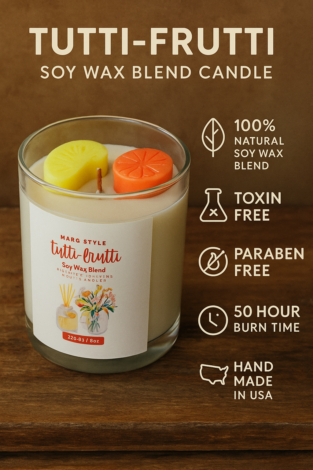 Tutti Frutti Soy Wax Blend Candle 8oz