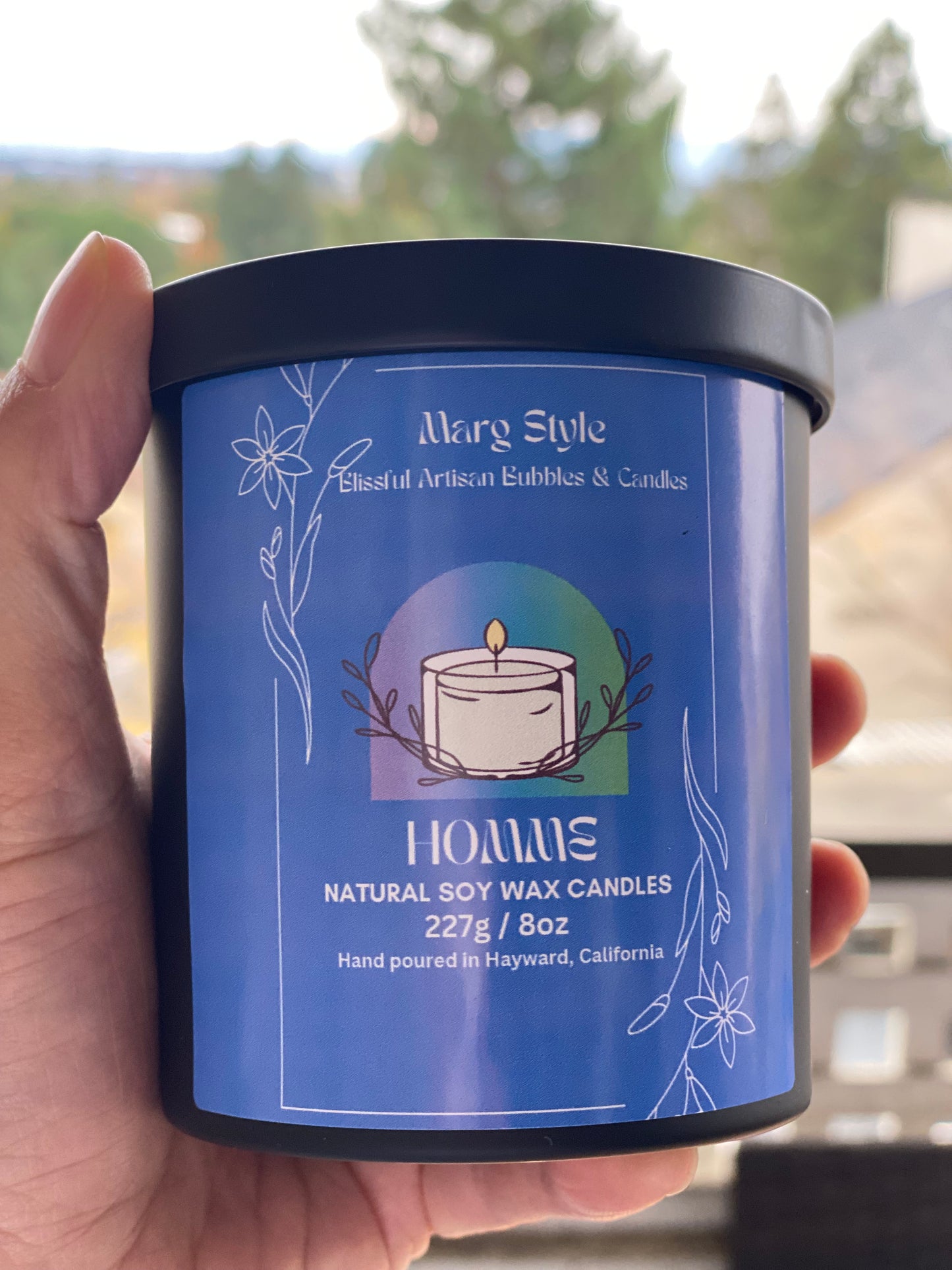 “Homme” Natural Coconut Soy Wax Candle