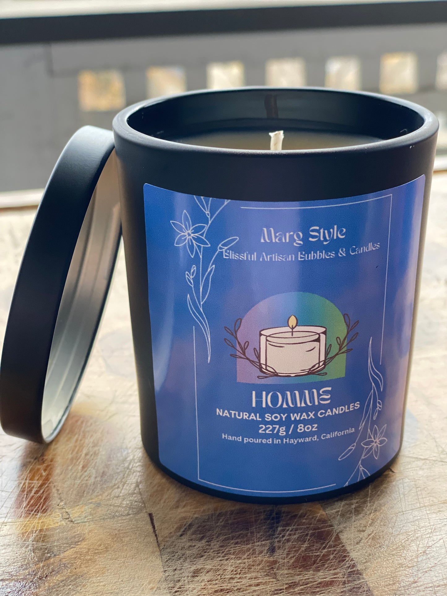 “Homme” Natural Coconut Soy Wax Candle