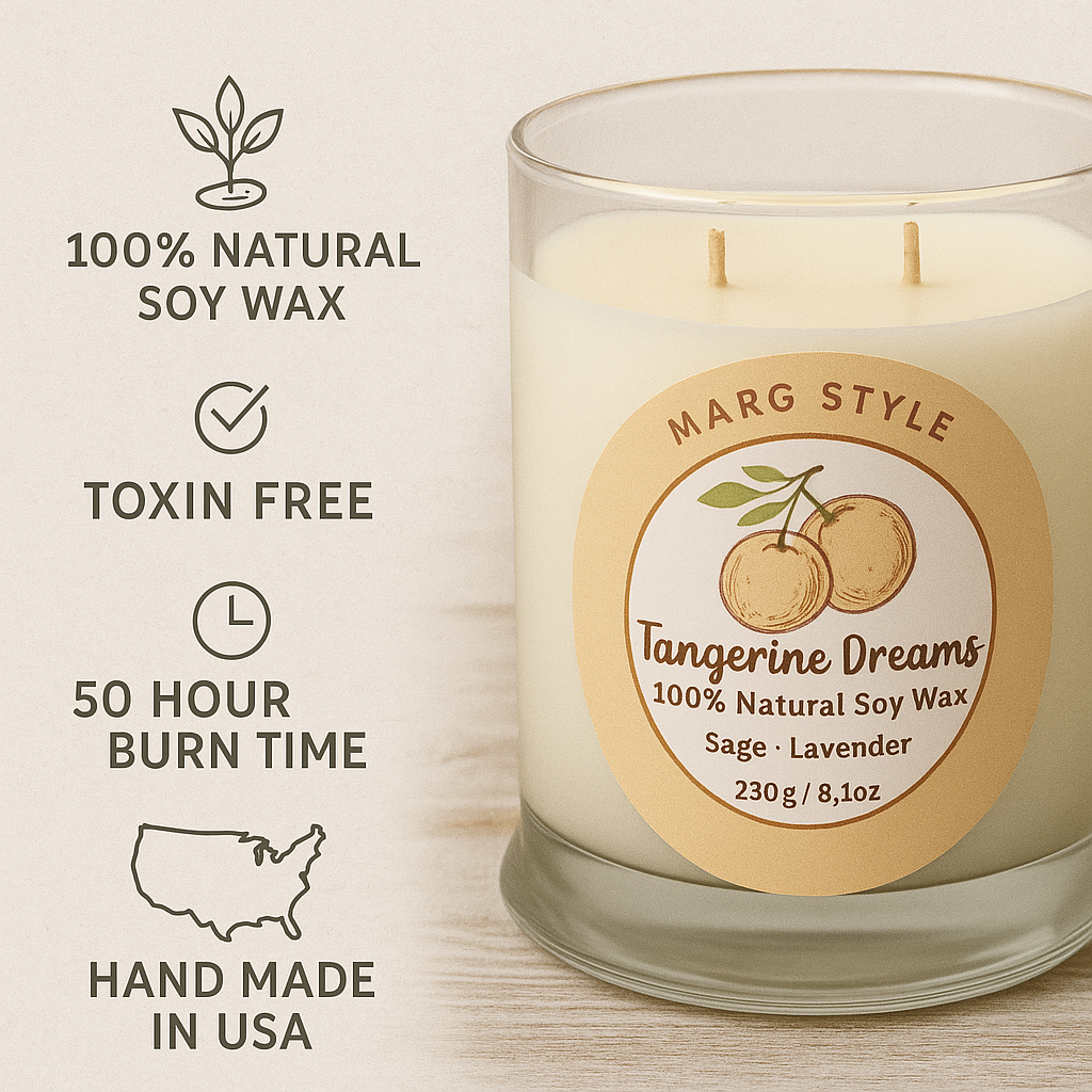 100% Natural Soy Wax Candle “Tangerine Dreams” 8.11oz