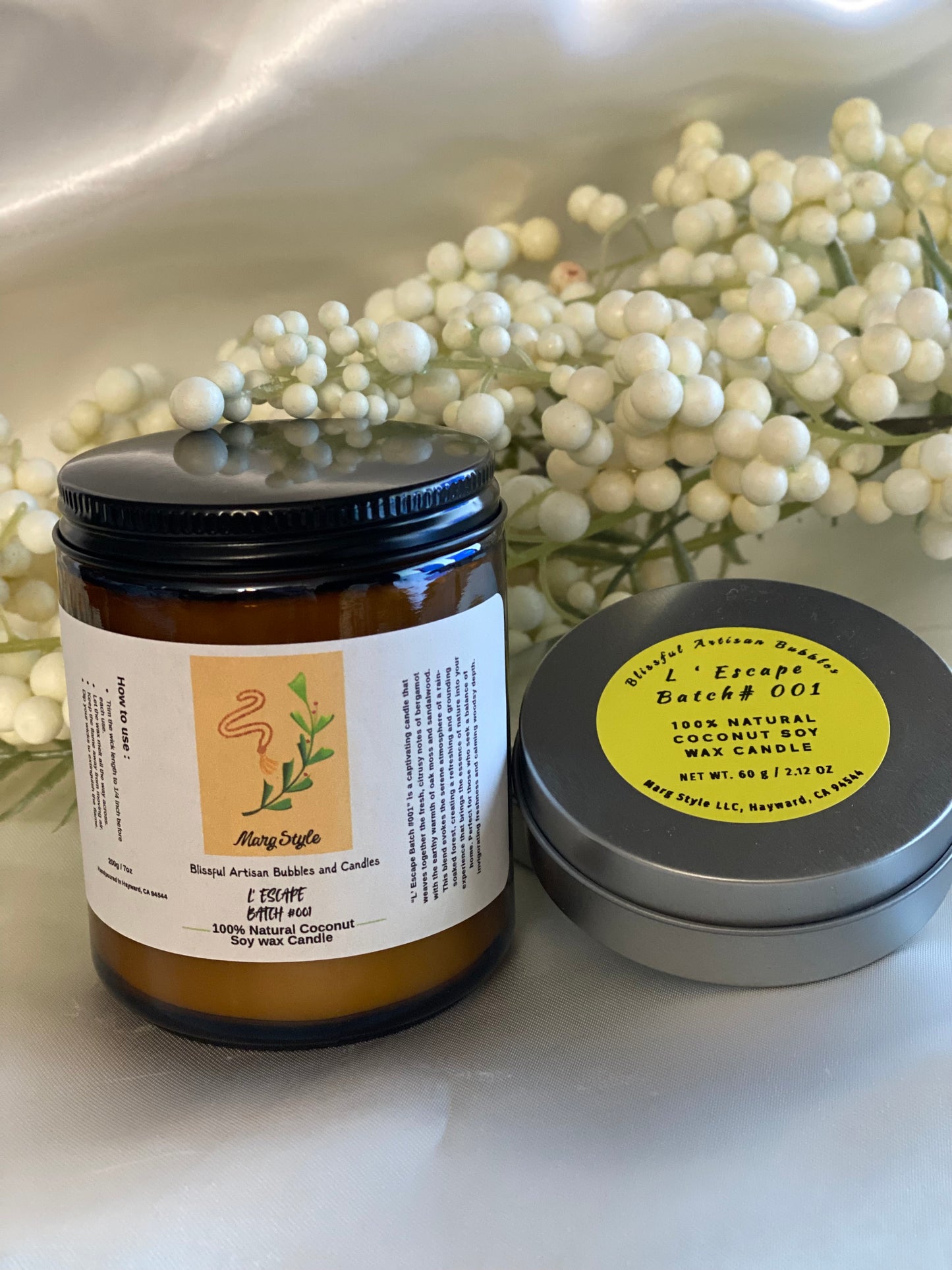 L’ Escape Batch #001 100% Coconut Soy Wax Candle