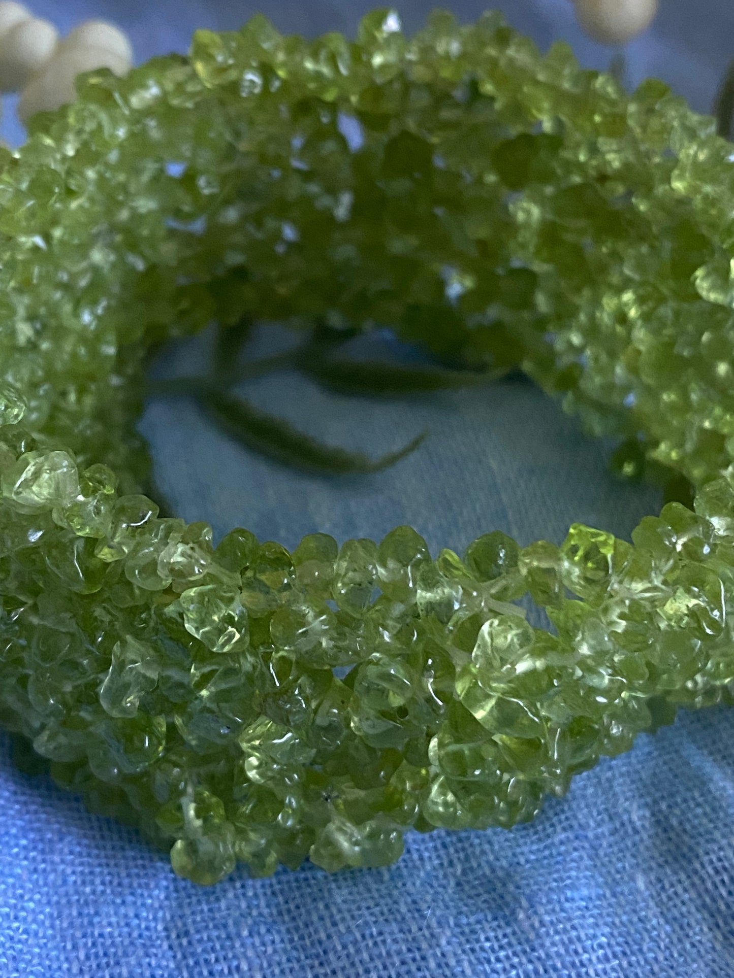 Natural Peridot Gem chips bracelet