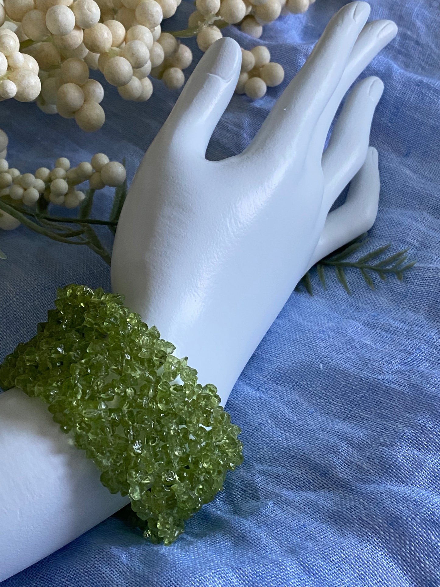 Natural Peridot Gem chips bracelet