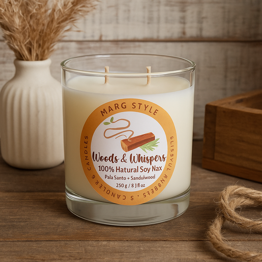 100% Natural Soy Wax Candle Woods & Whispers 8.11oz