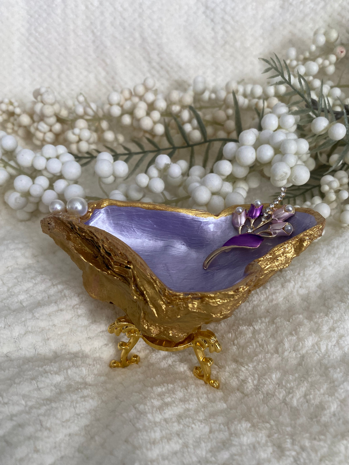 Oyster Shell Trinket Dish (Lavender)