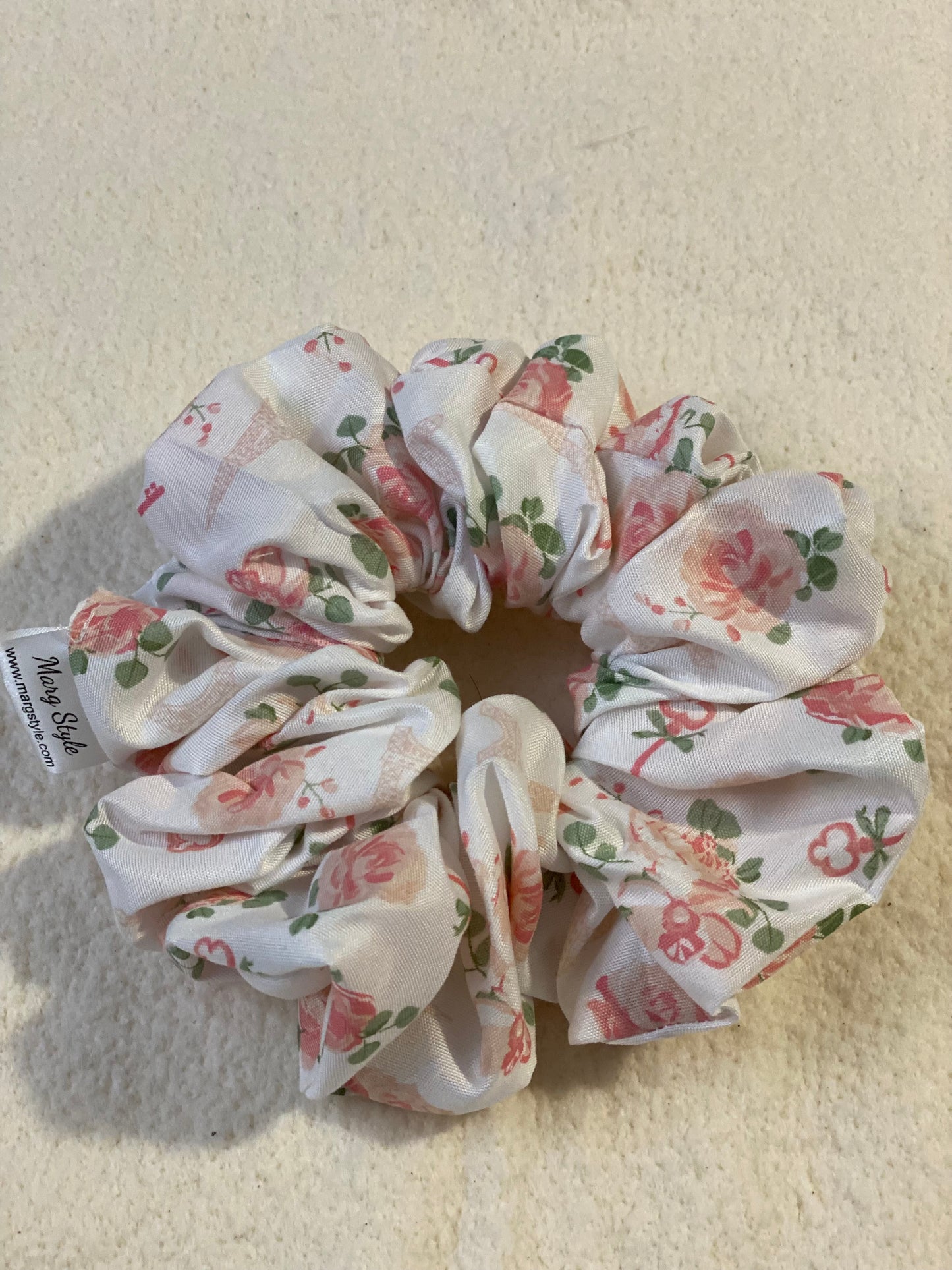 “Peach Roses”  Jumbo Scrunchie