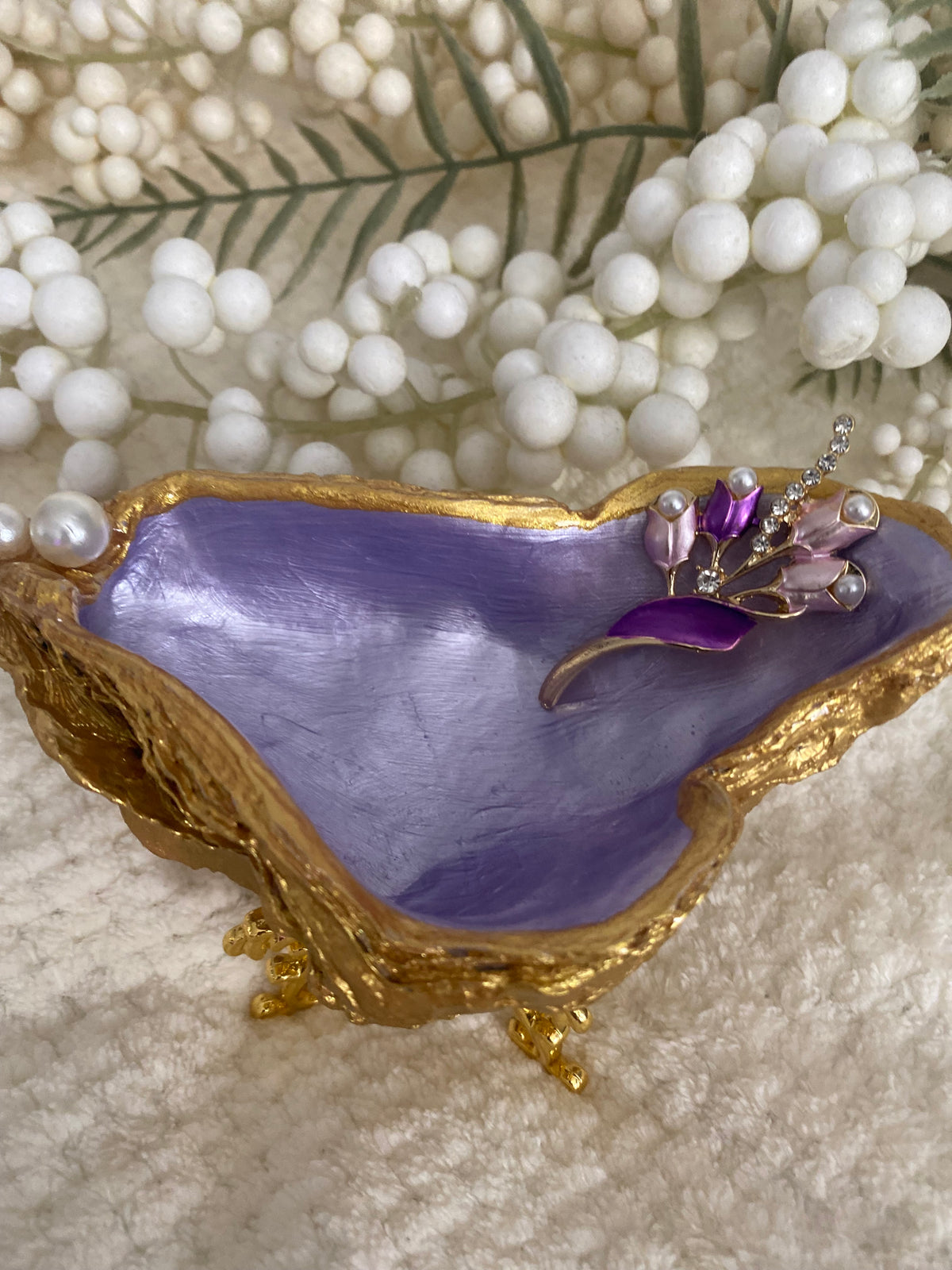 Oyster Shell Trinket Dish (Lavender)